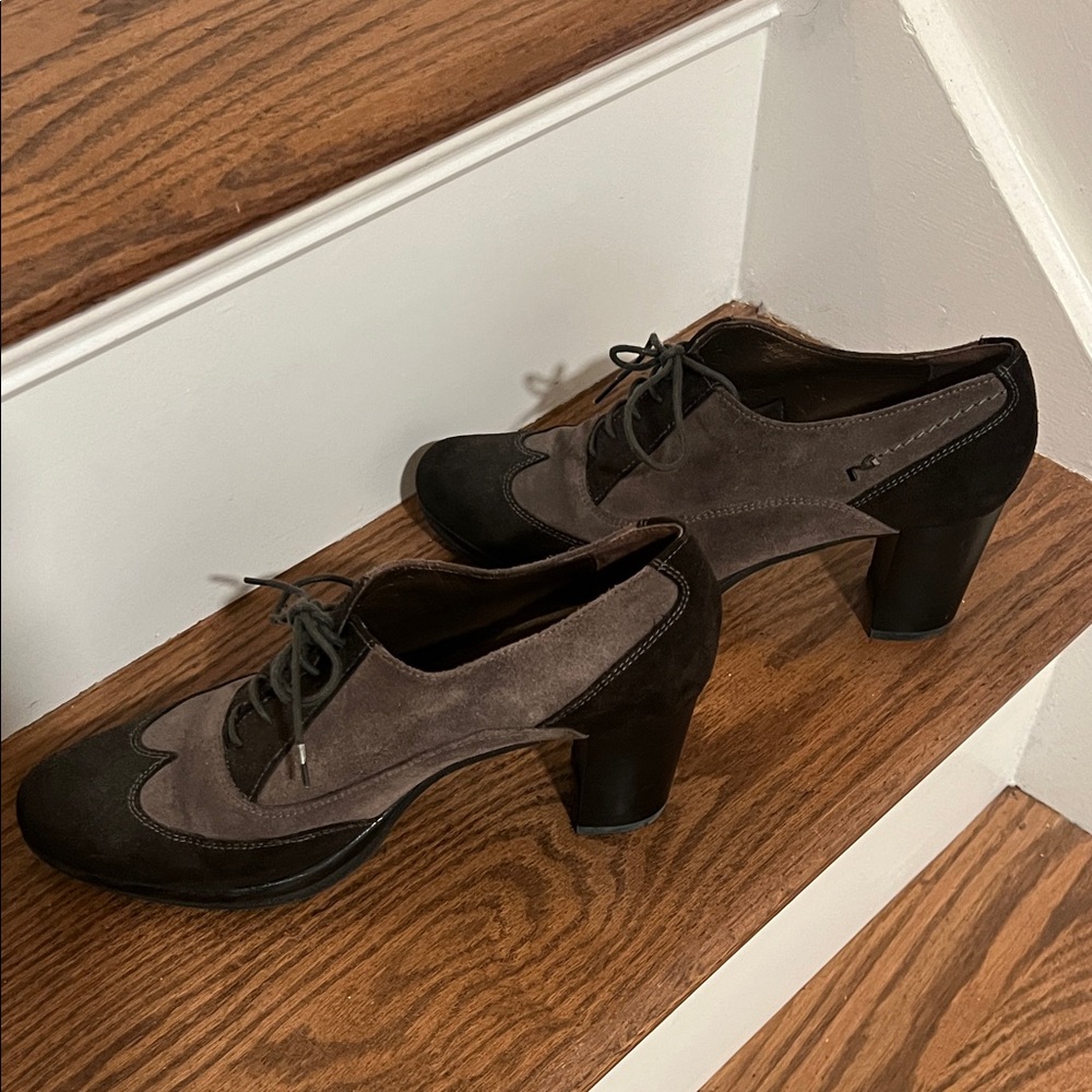 Nero Giardini Suede Wingtip Lace Up High Heels